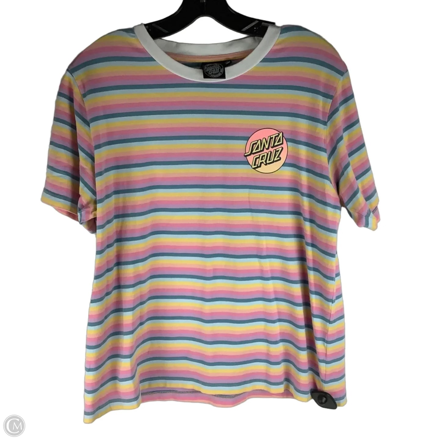 Top Short Sleeve Basic By Clothes Mentor In Striped Pattern, Size: L