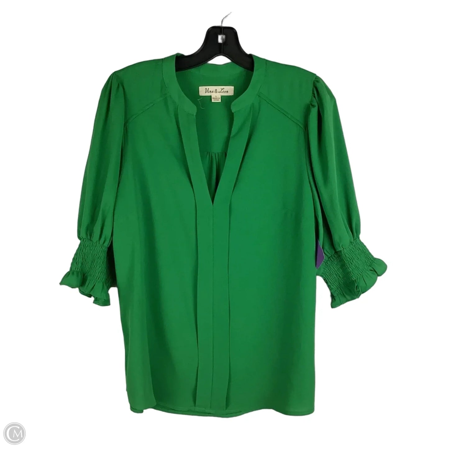 Top Short Sleeve By Vine & Love In Green, Size: L