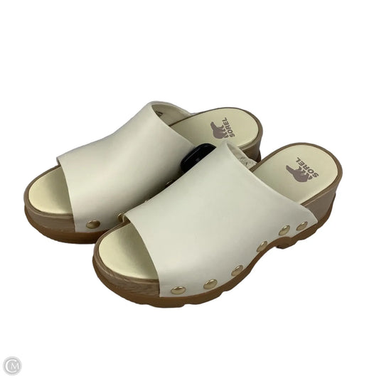 Sandals Heels Block By Sorel In Cream, Size: 8