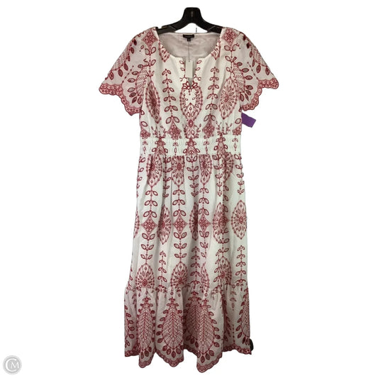 Dress Casual Maxi By Talbots In Red & White, Size: 10