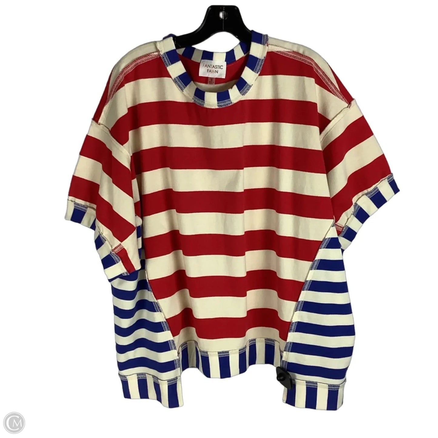 Top Short Sleeve By Fantastic Fawn In Red & Tan, Size: S