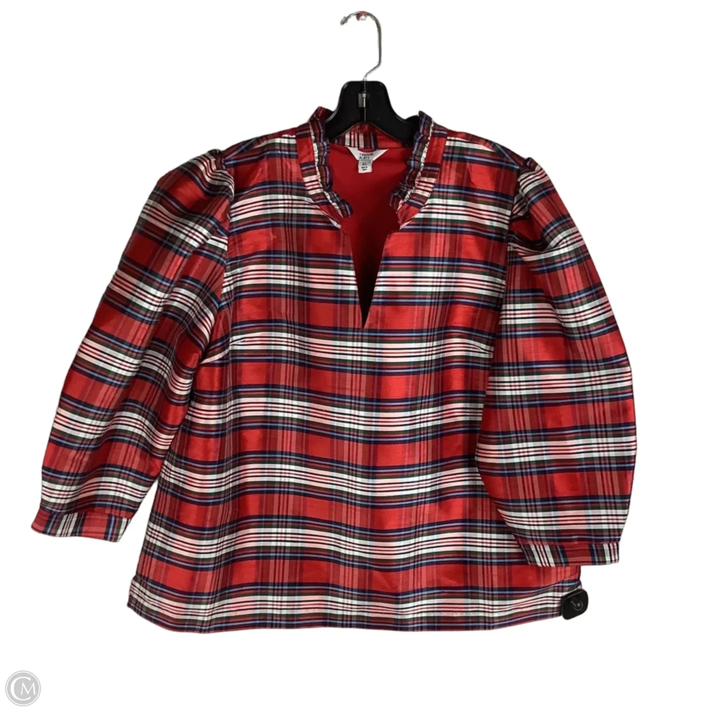 Top Short Sleeve By Crown And Ivy In Plaid Pattern, Size: Xl