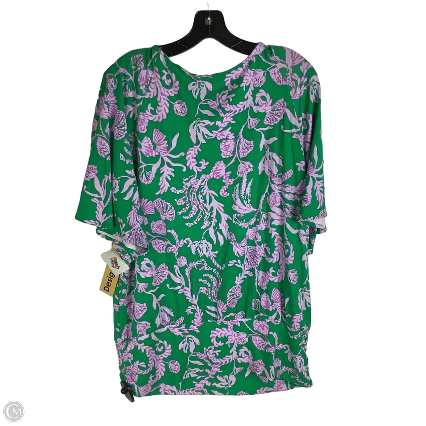 Top Short Sleeve Designer By Lilly Pulitzer In Green & Purple, Size: L