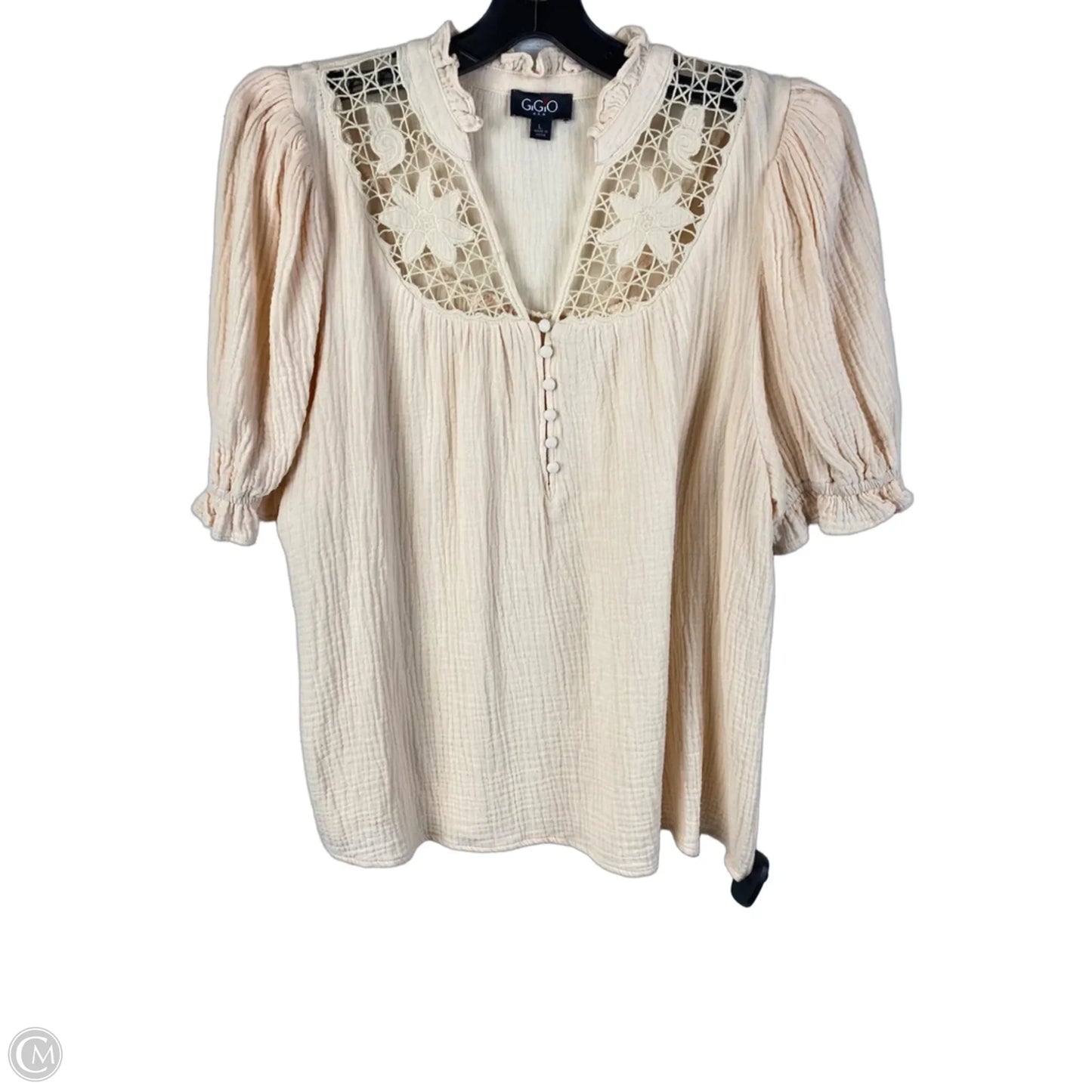 Top Short Sleeve By Gigio In Cream, Size: L