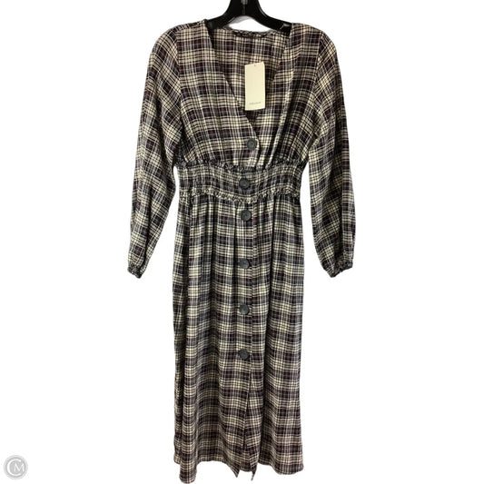 Dress Casual Midi By Zara In Plaid Pattern, Size: S
