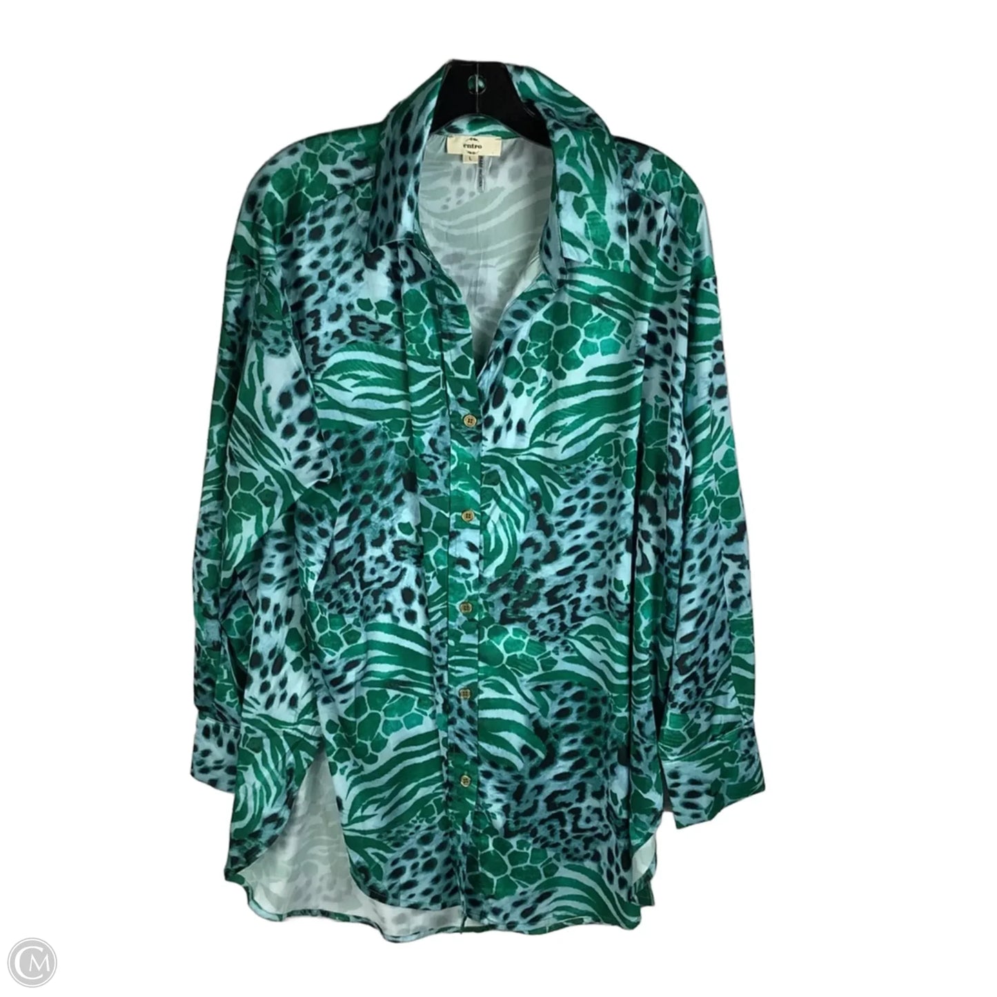 Top Long Sleeve By Entro In Green, Size: L