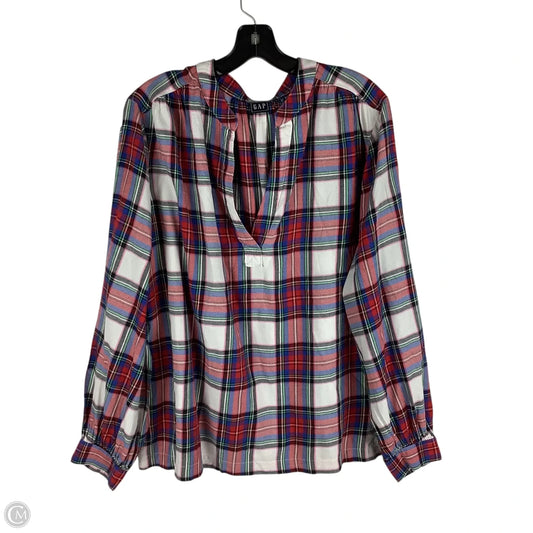 Top Long Sleeve By Gap In Plaid Pattern, Size: Xl