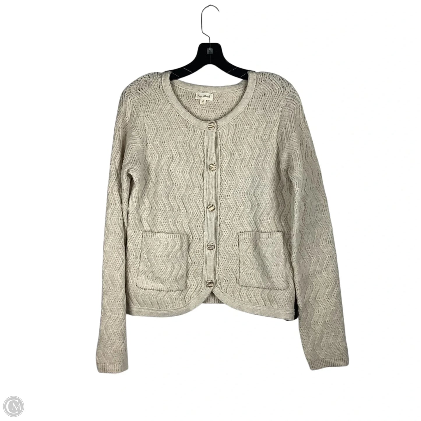 Sweater Cardigan By Hem & Thread In Cream, Size: S