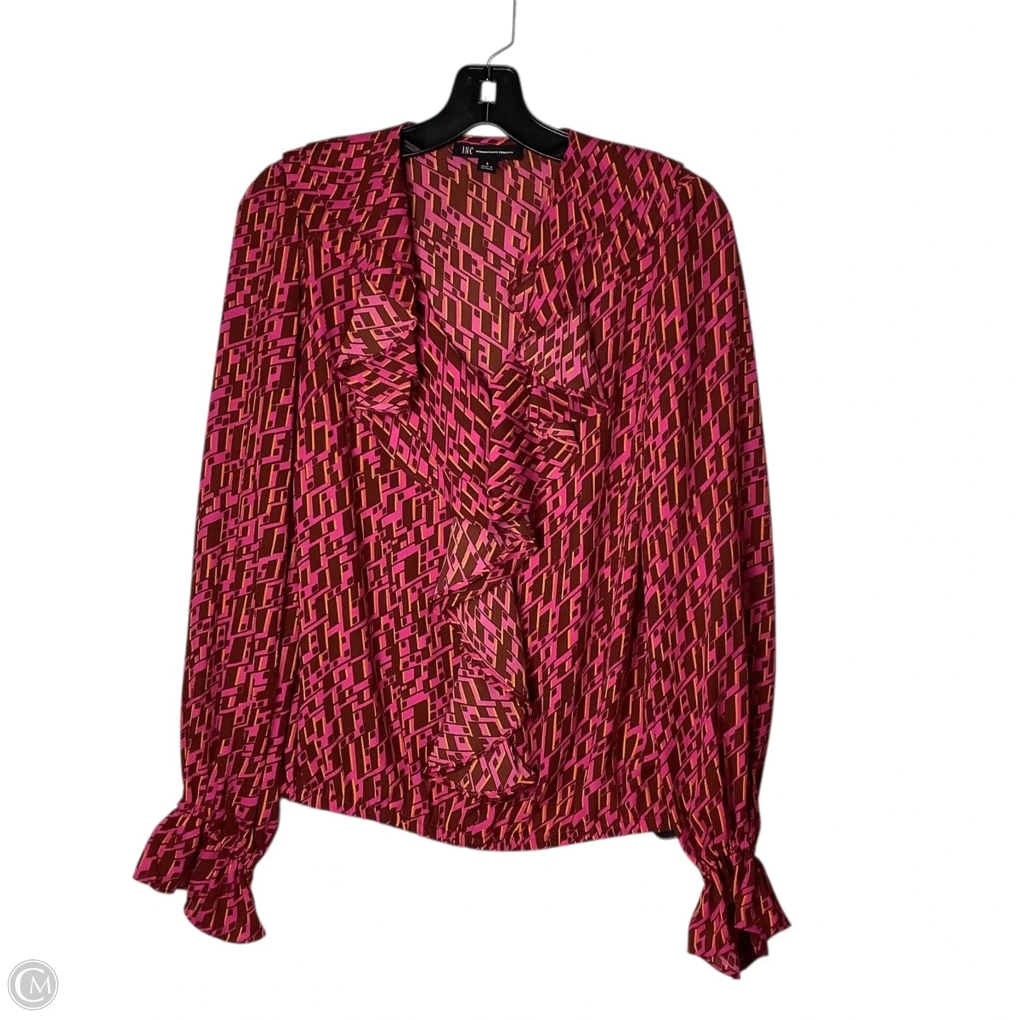 Top Long Sleeve By Inc In Orange & Pink, Size: S