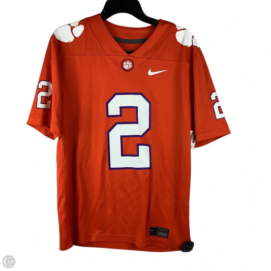Athletic Top Short Sleeve By Nike Apparel In Orange, Size: M