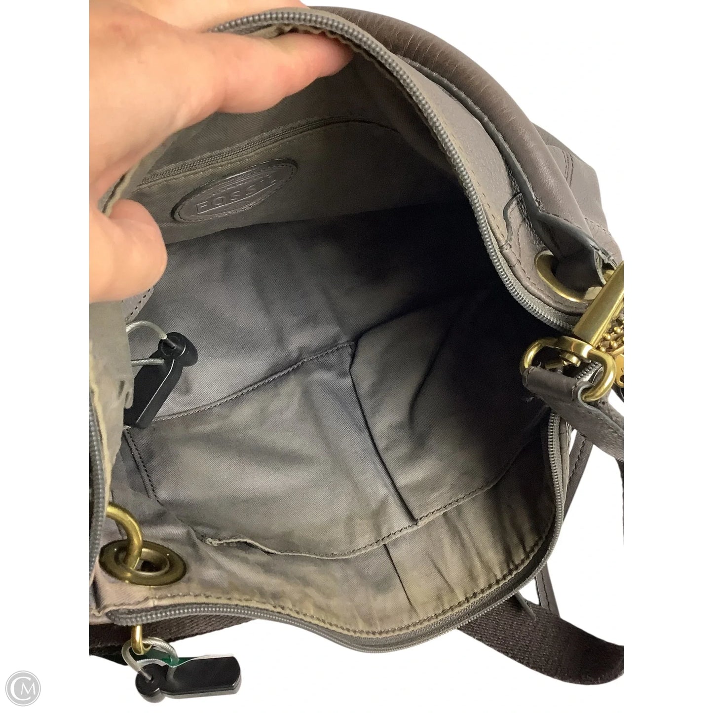 Handbag Leather By Fossil, Size: Large