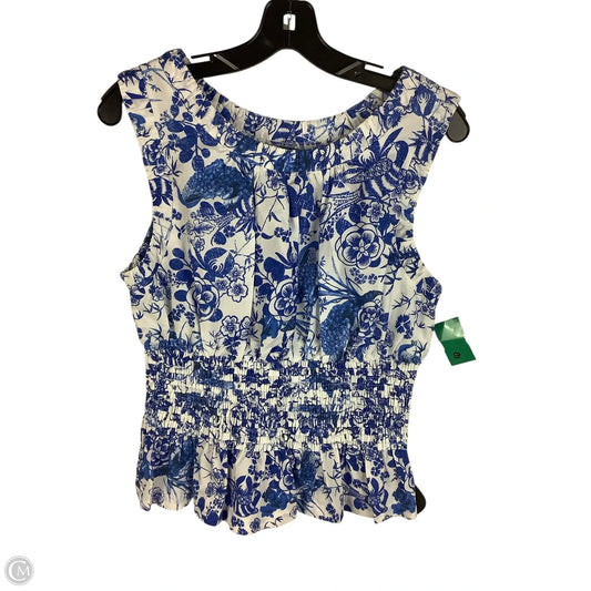 Top Sleeveless By Anthropologie In Blue & White, Size: M