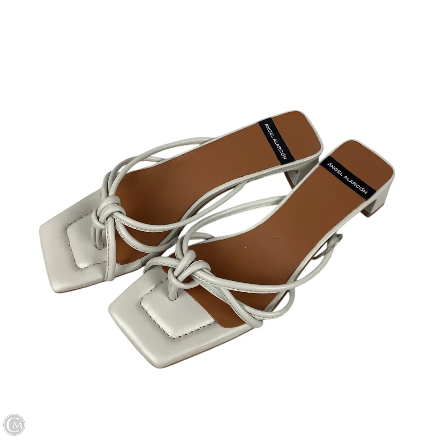 Sandals Heels Block By Angel Alarcon In White, Size: 7.5 (38)