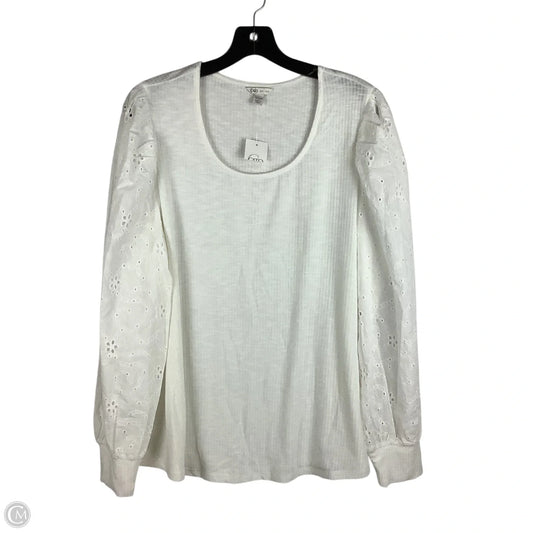 Top Long Sleeve By Cato In White, Size: Xl (18/20)