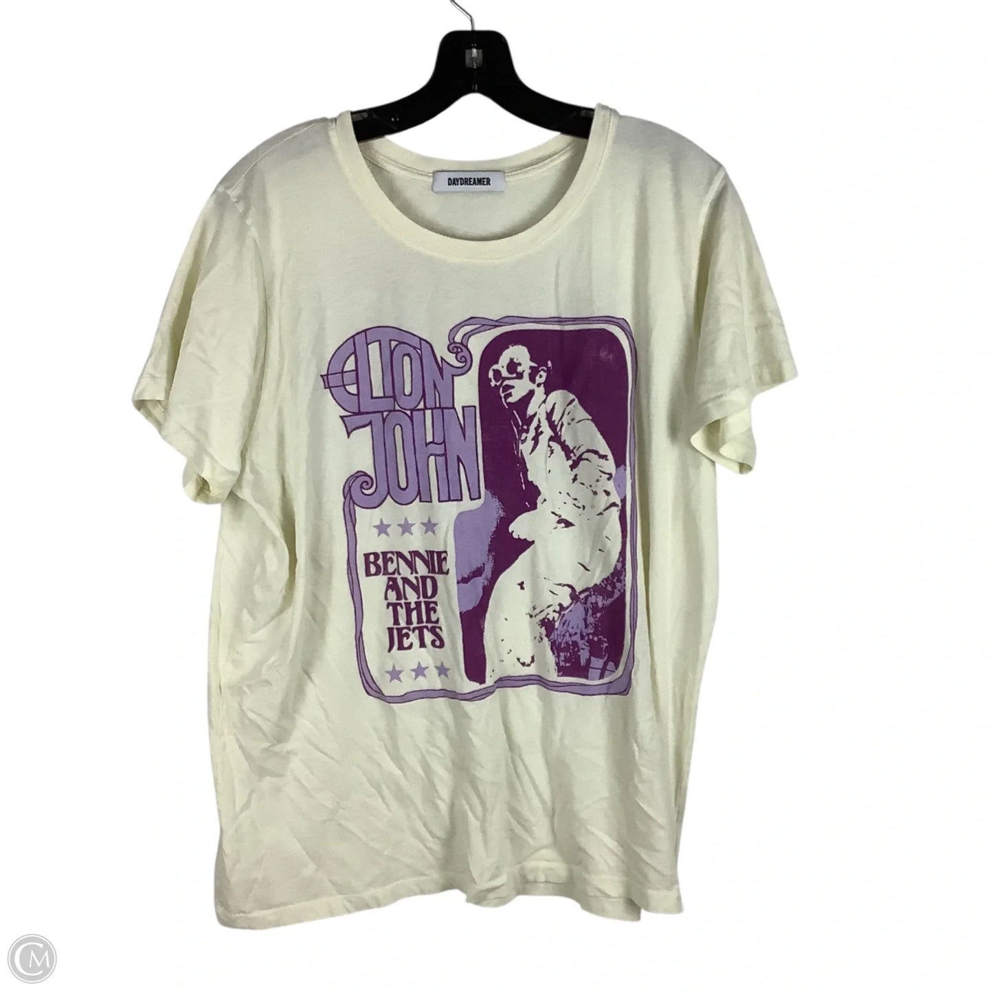 Top Short Sleeve Basic By Daydreamer In Cream & Purple, Size: Xl