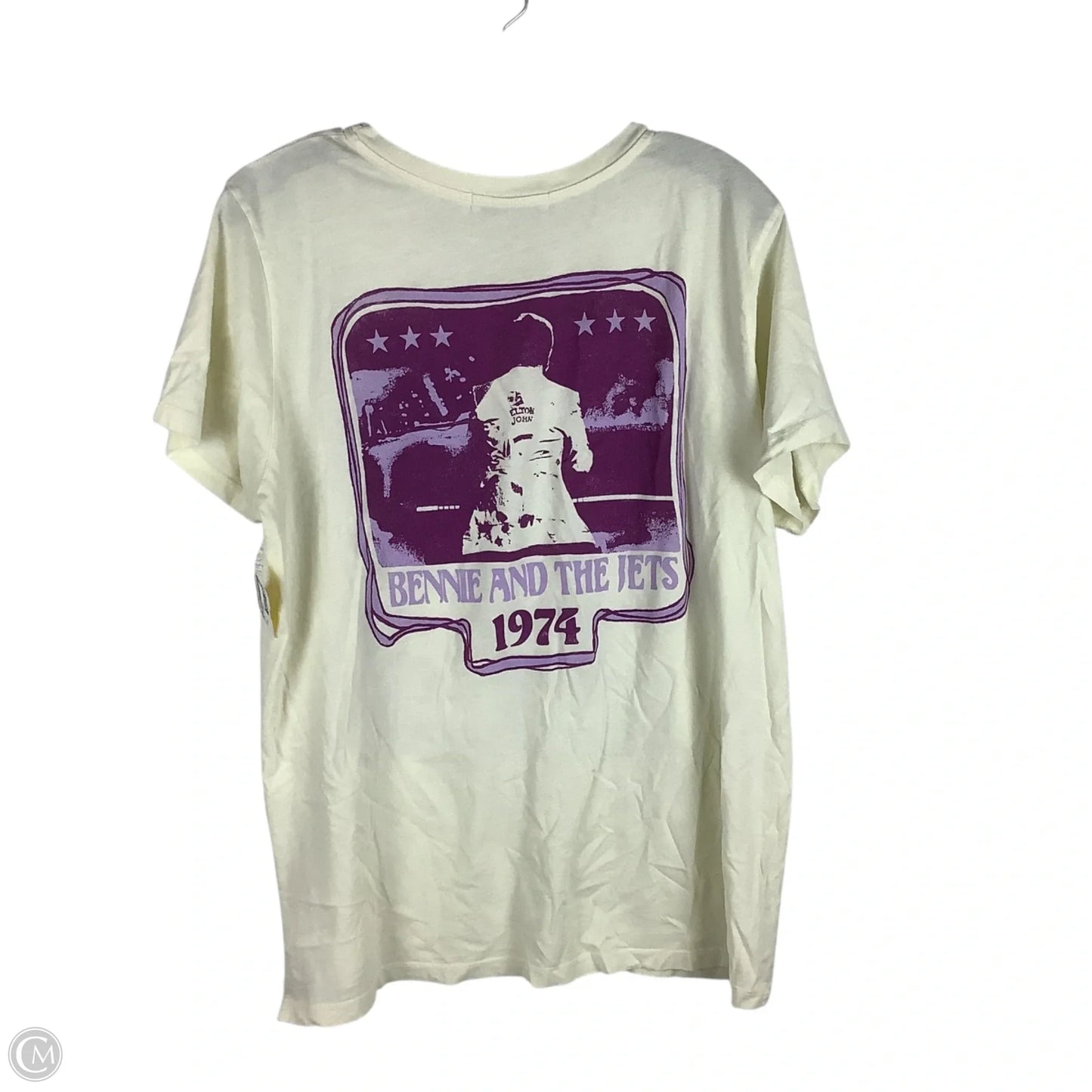 Top Short Sleeve Basic By Daydreamer In Cream & Purple, Size: Xl