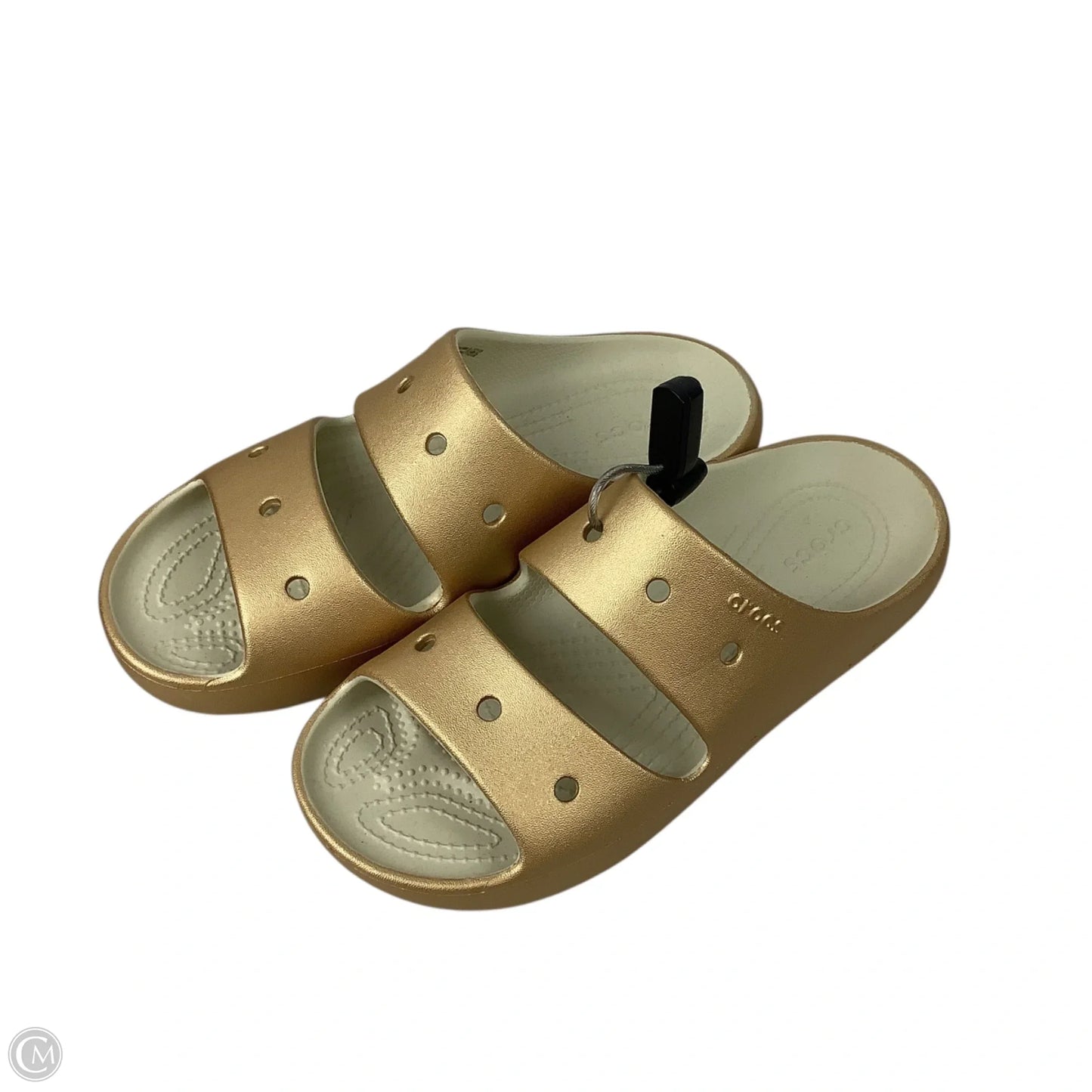 Sandals Flats By Crocs In Gold, Size: 7