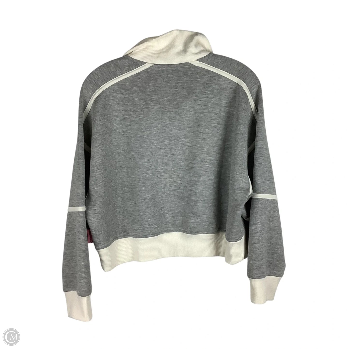 Athletic Top Long Sleeve Collar By Simply Southern In Cream & Grey, Size: M