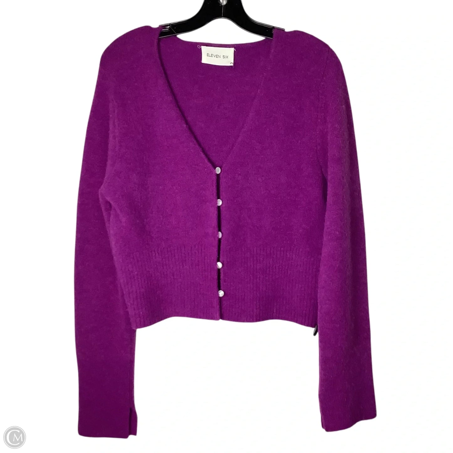 Sweater Cardigan By Clothes Mentor In Purple, Size: L