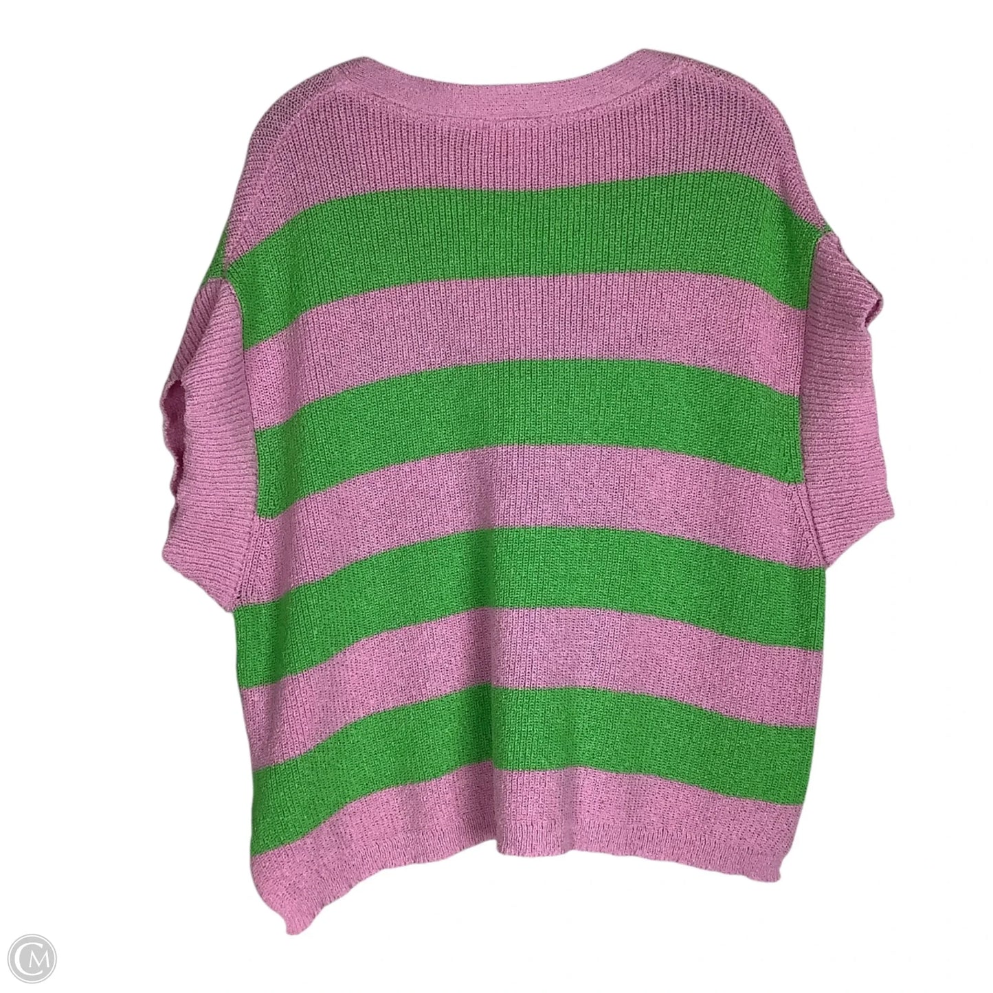 Sweater Short Sleeve By Entro In Green & Pink, Size: M