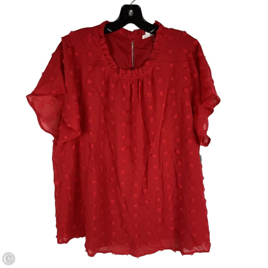 Top Short Sleeve By Chicsoul In Red, Size: 1x