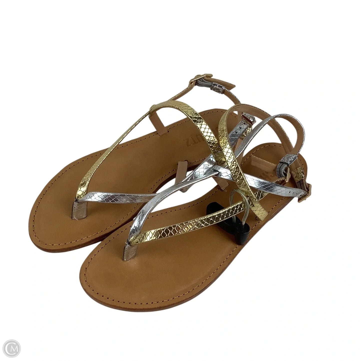 Sandals Flats By Schutz In Gold & Silver, Size: 6.5