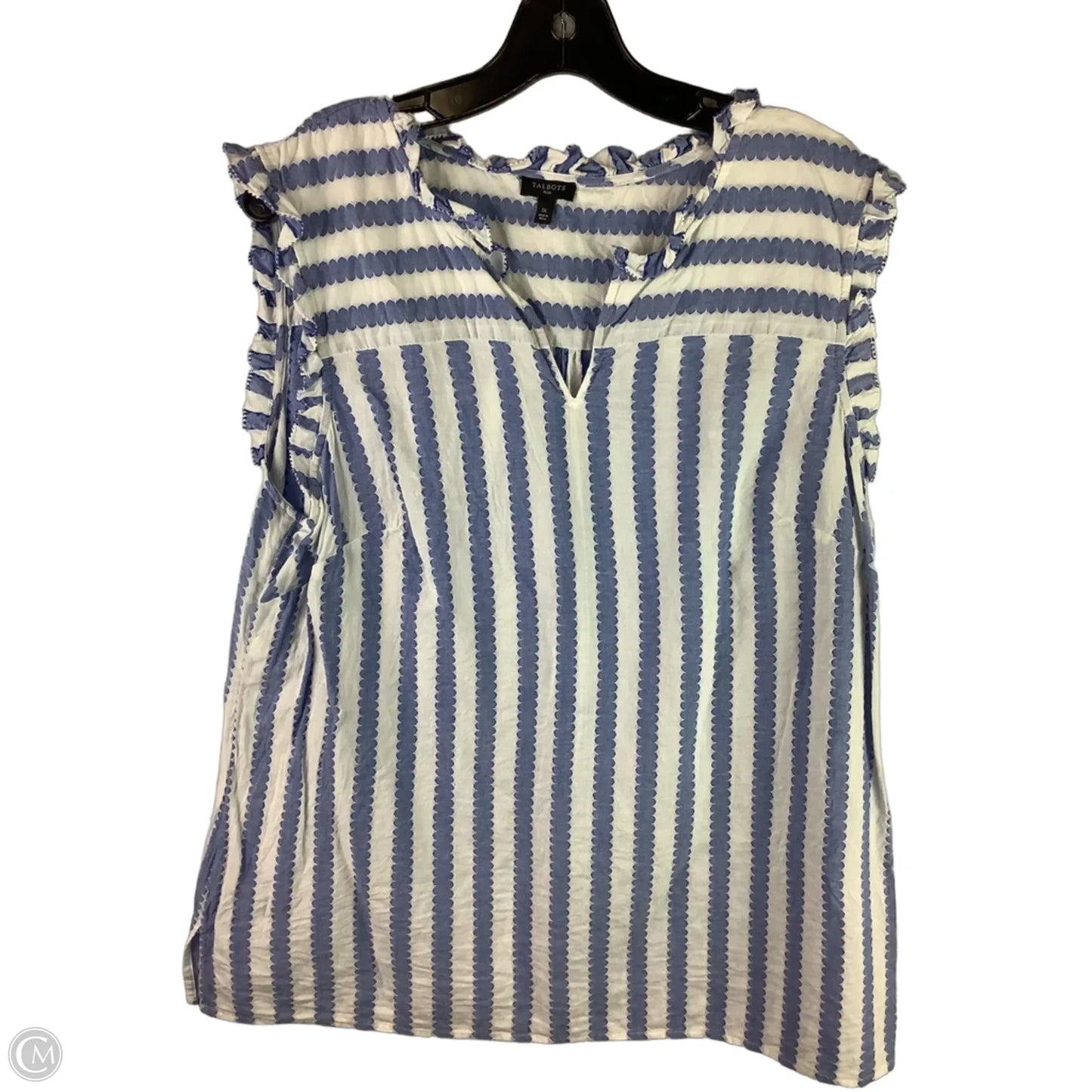 Top Sleeveless By Talbots In Blue & White, Size: 1x