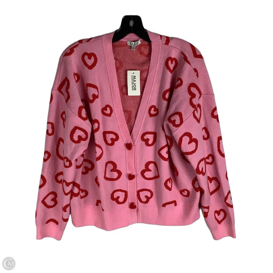 Sweater Cardigan By Clothes Mentor In Pink, Size: Xl