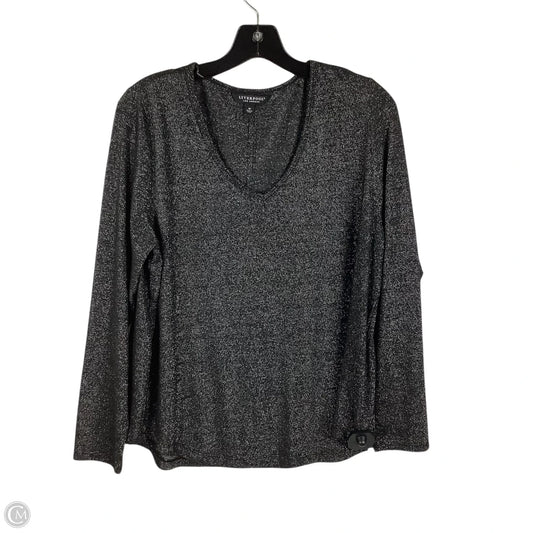 Top Long Sleeve By Liverpool In Silver, Size: M