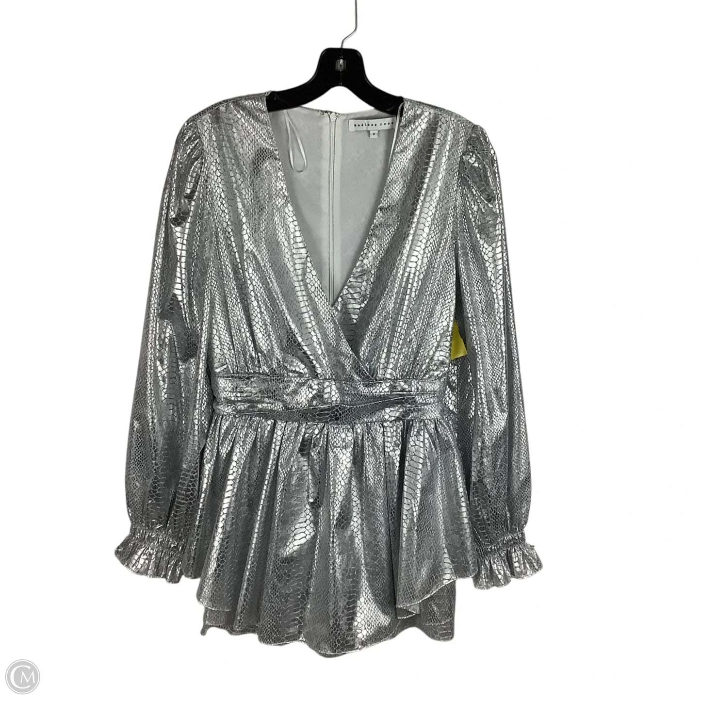 Romper Party Short By Endless Rose In Silver, Size: S