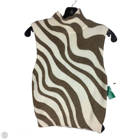Vest Sweater By Cmc In Brown & Cream, Size: S