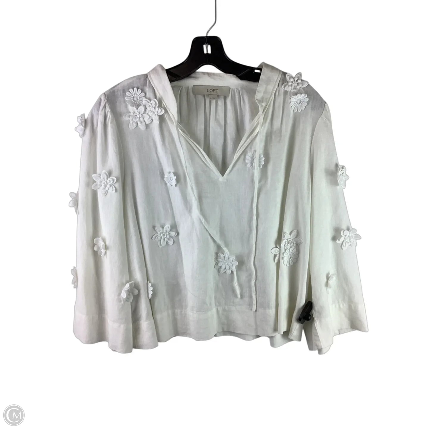 Top Long Sleeve By Loft In White, Size: M