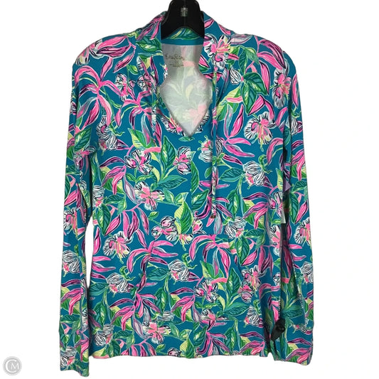 Top Long Sleeve Designer By Lilly Pulitzer In Blue & Pink, Size: Xs