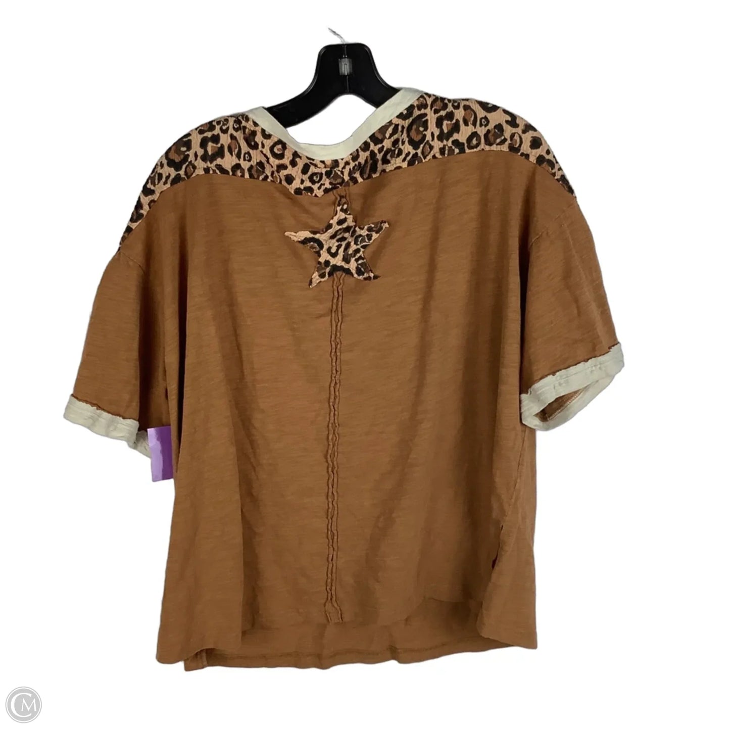 Top Short Sleeve By Shein In Brown, Size: L