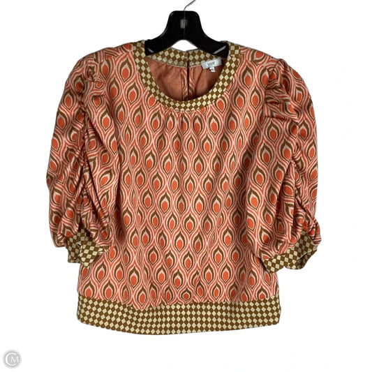 Top 3/4 Sleeve By Voy In Orange, Size: S