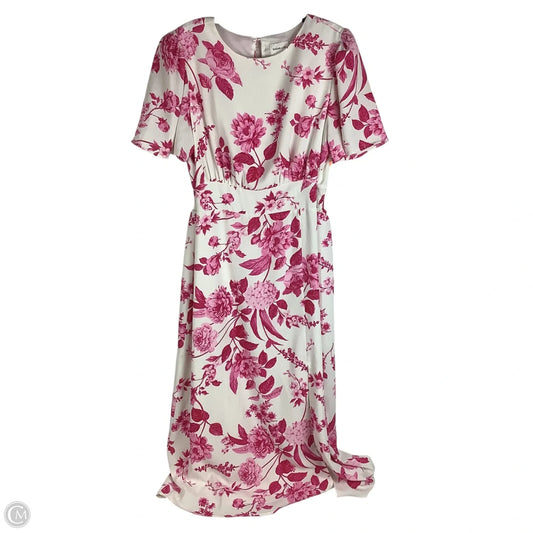 Dress Casual Midi By Sugar Lips In Pink & White, Size: 1x