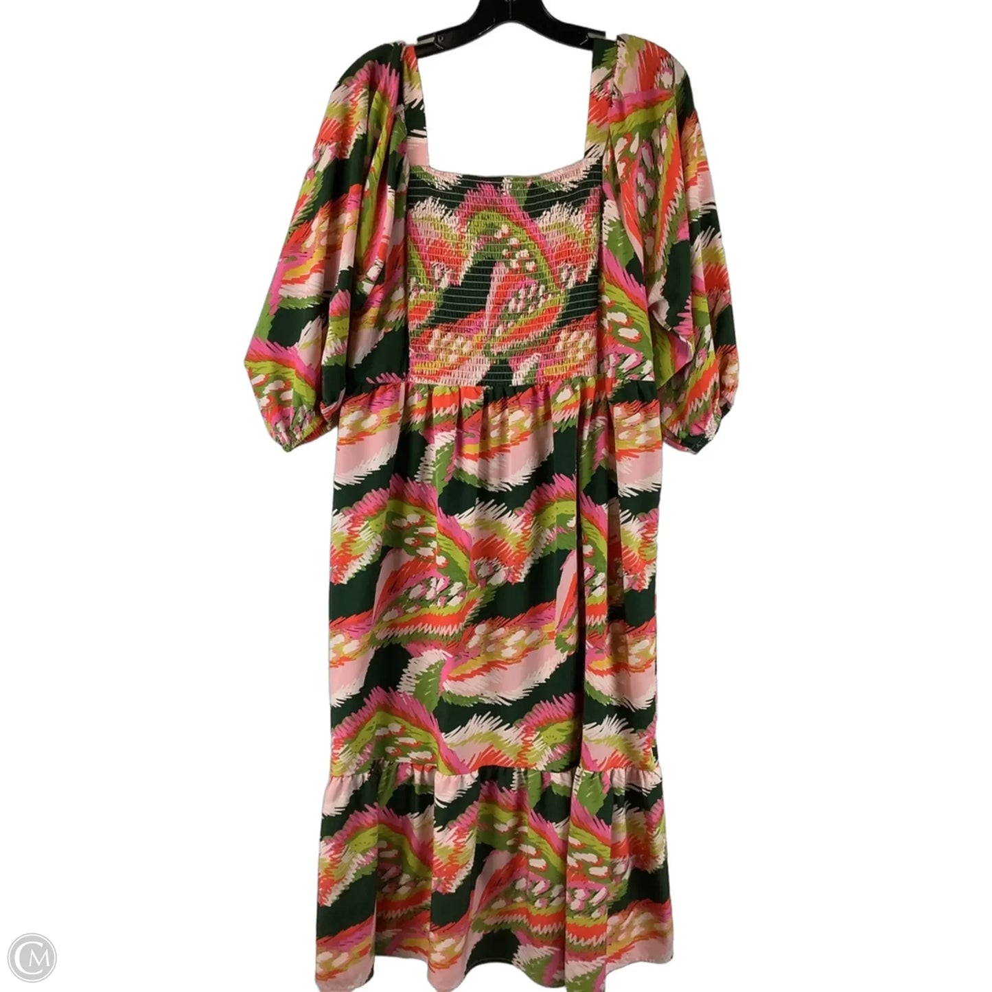 Dress Casual Maxi By Michelle Mcdowell In Green & Pink, Size: L
