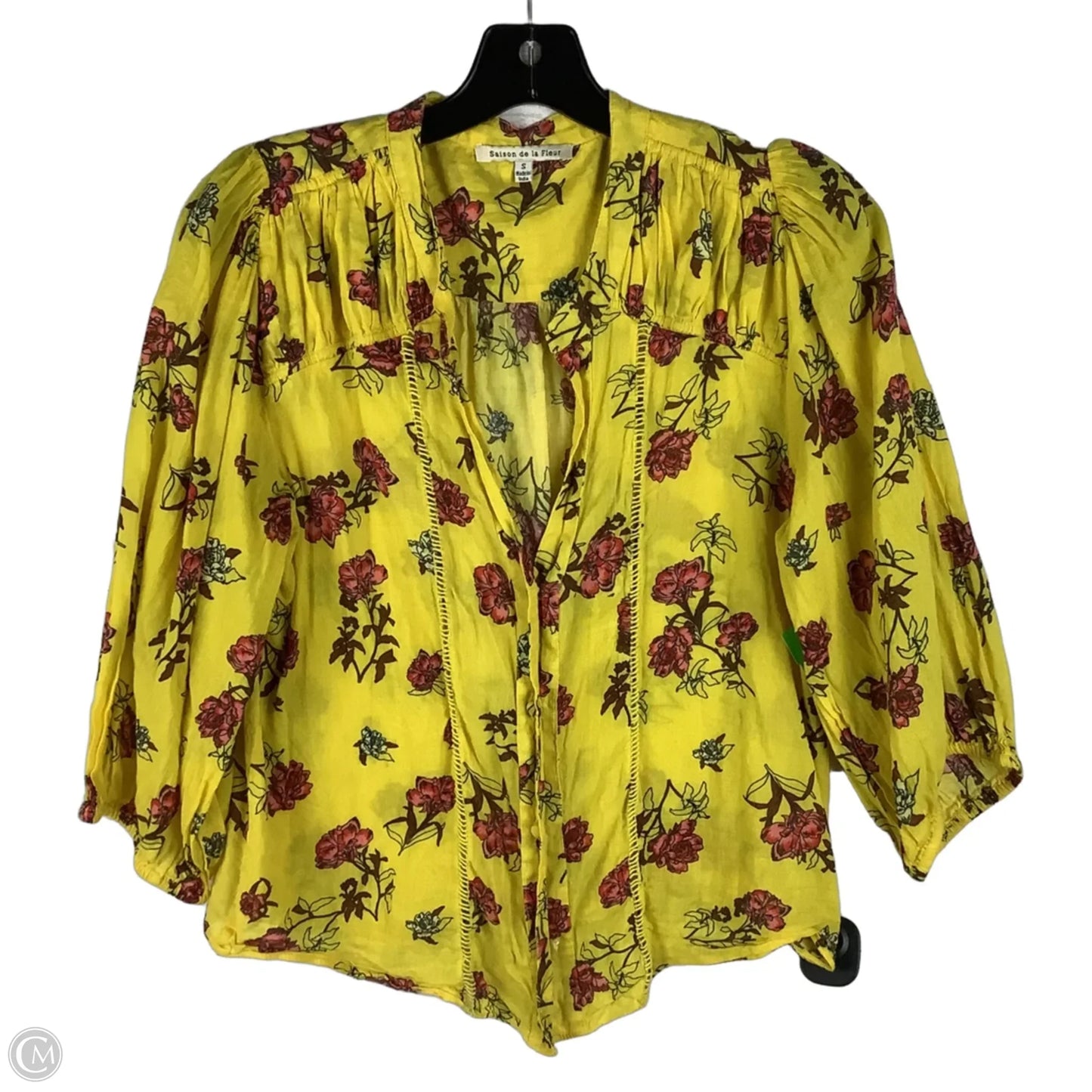 Top Short Sleeve By Cmc In Yellow, Size: S
