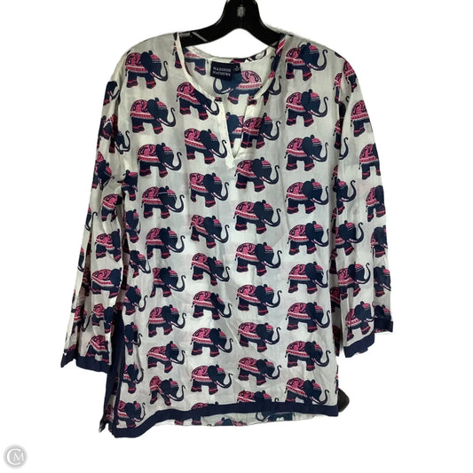 Top Long Sleeve By Clothes Mentor In Pink & White, Size: M