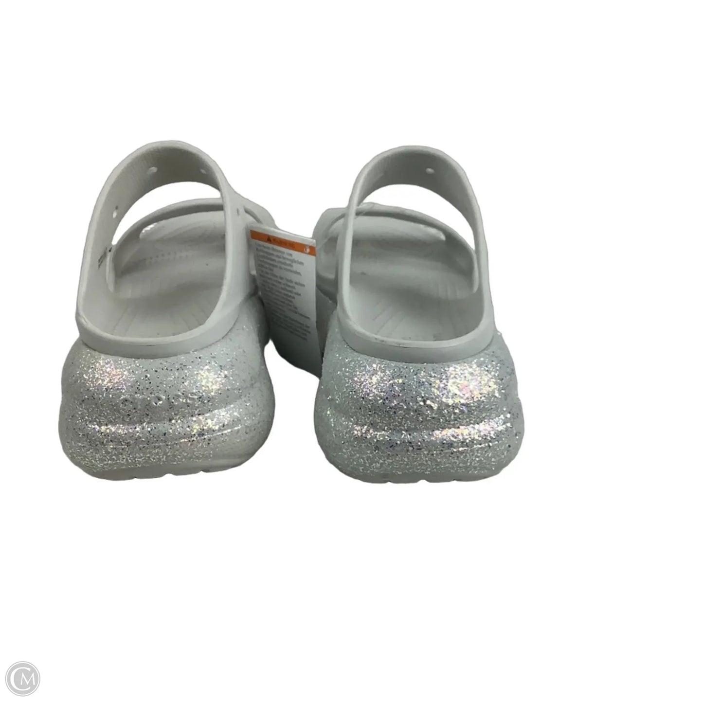 Sandals Flats By Crocs In Silver, Size: 9
