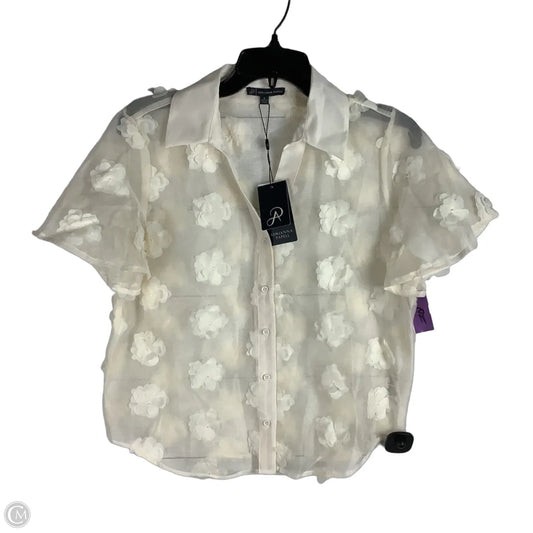 Top Short Sleeve By Adrianna Papell In Cream, Size: S