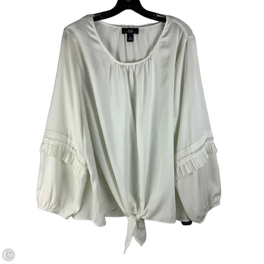 Top Long Sleeve By Agb In Cream, Size: 2x