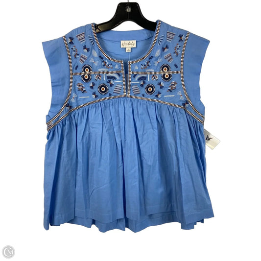Top Sleeveless By Wonderly In Blue, Size: L