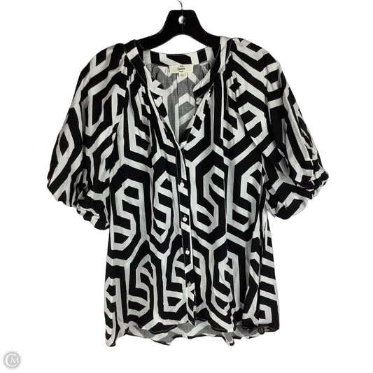 Top Short Sleeve By Entro In Black & White, Size: L