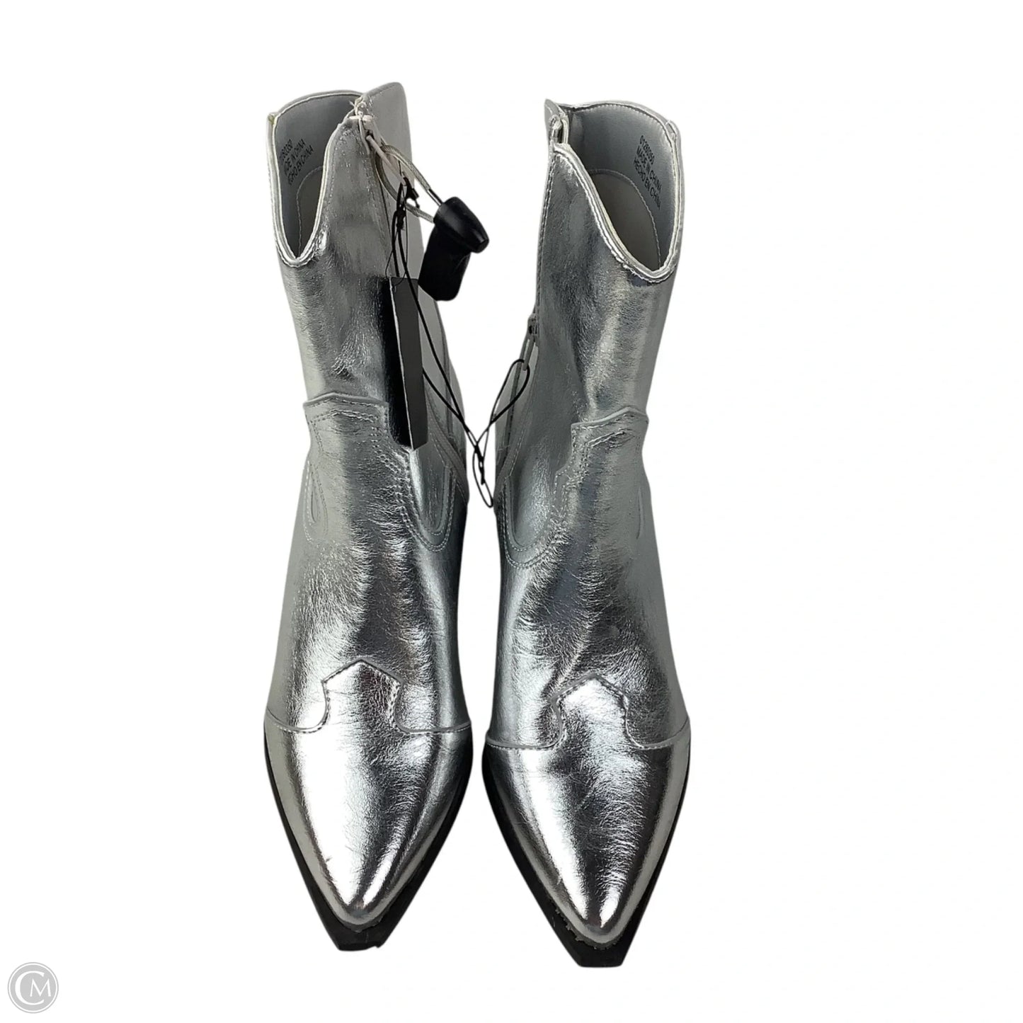 Boots Ankle Heels By Forever 21 In Silver, Size: 8