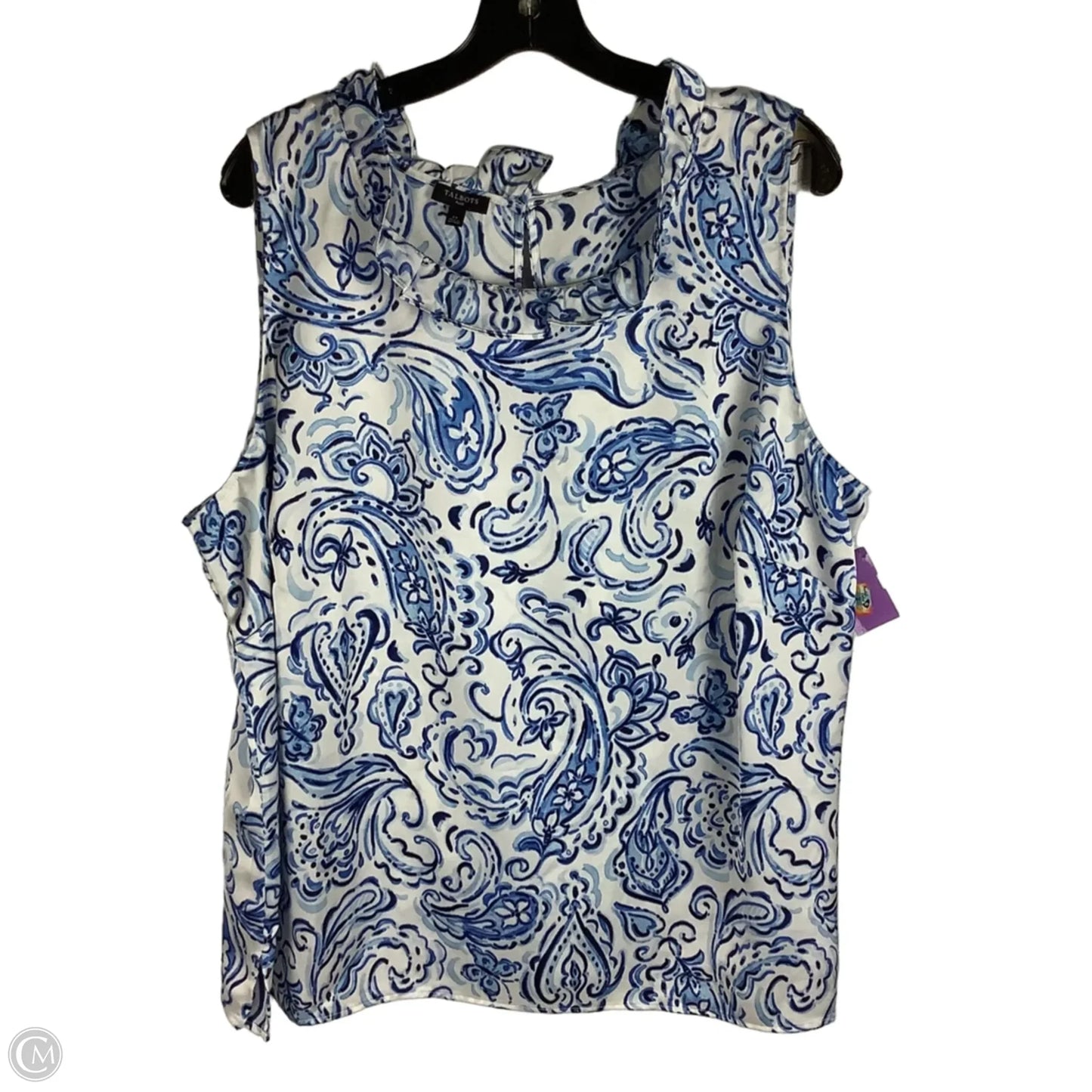 Top Sleeveless By Talbots In Blue & White, Size: 2x