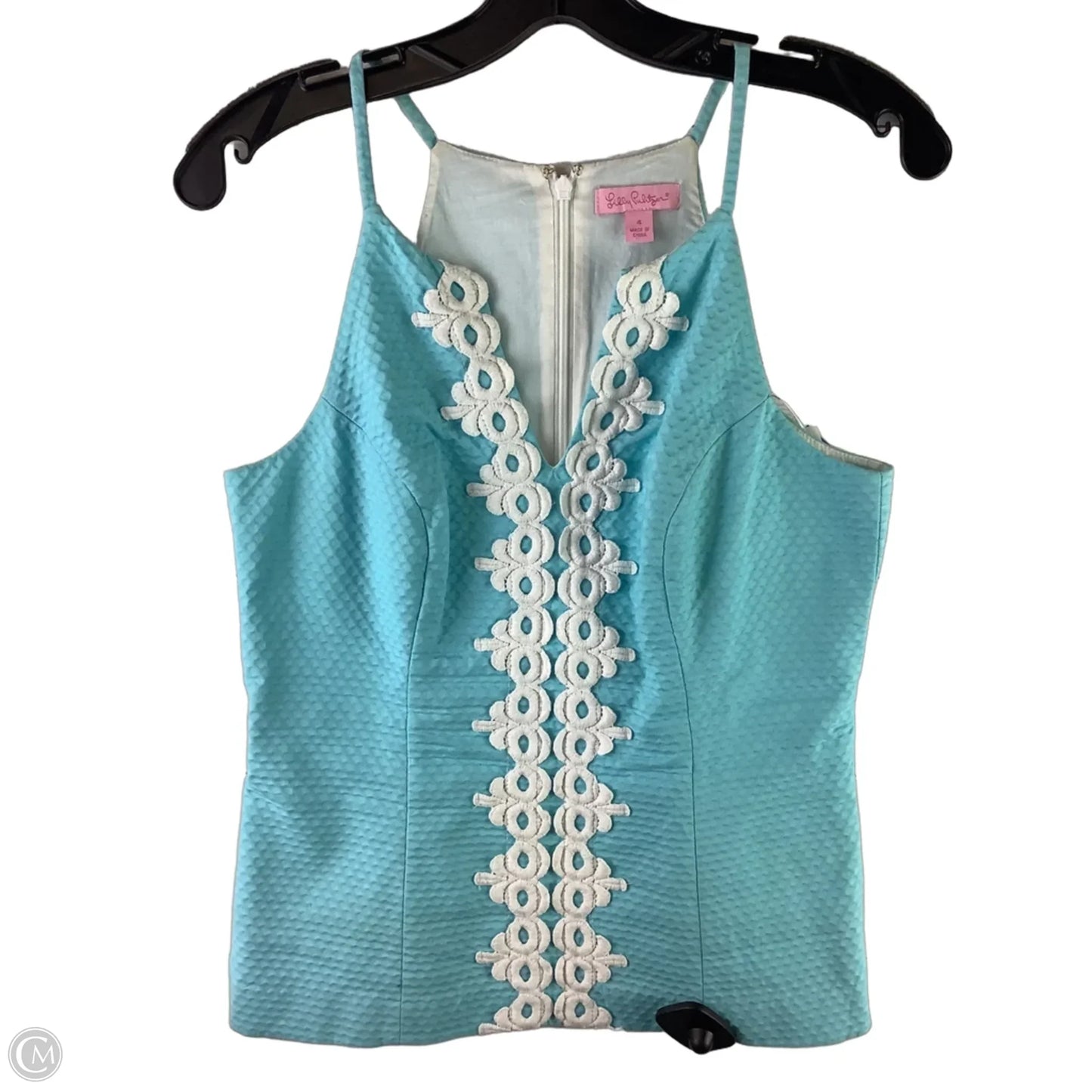 Top Sleeveless Designer By Lilly Pulitzer In Blue & White, Size: 4