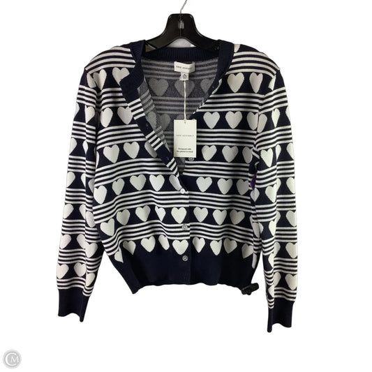 Sweater Cardigan By Free Assembly In Blue & White, Size: M (8-10)