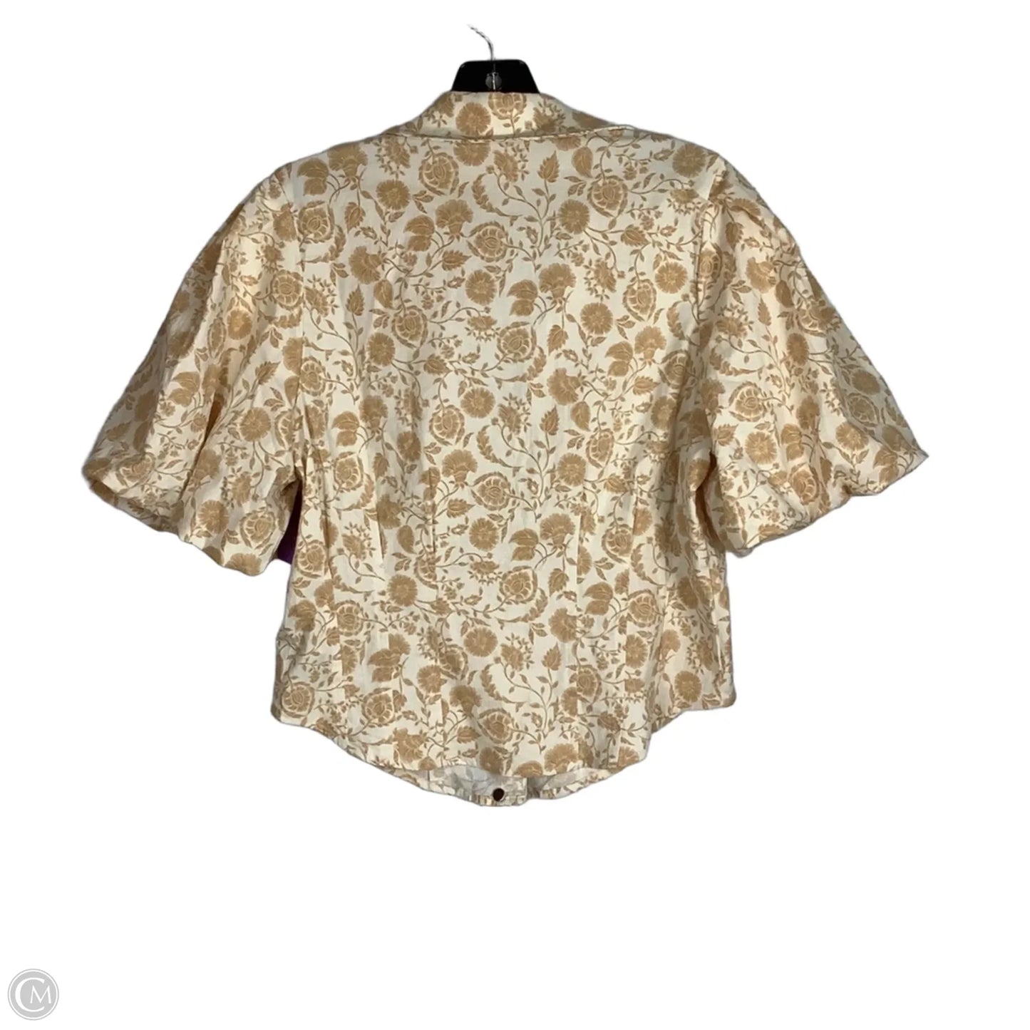 Blouse Short Sleeve By Bagatelle In Tan & White, Size: L
