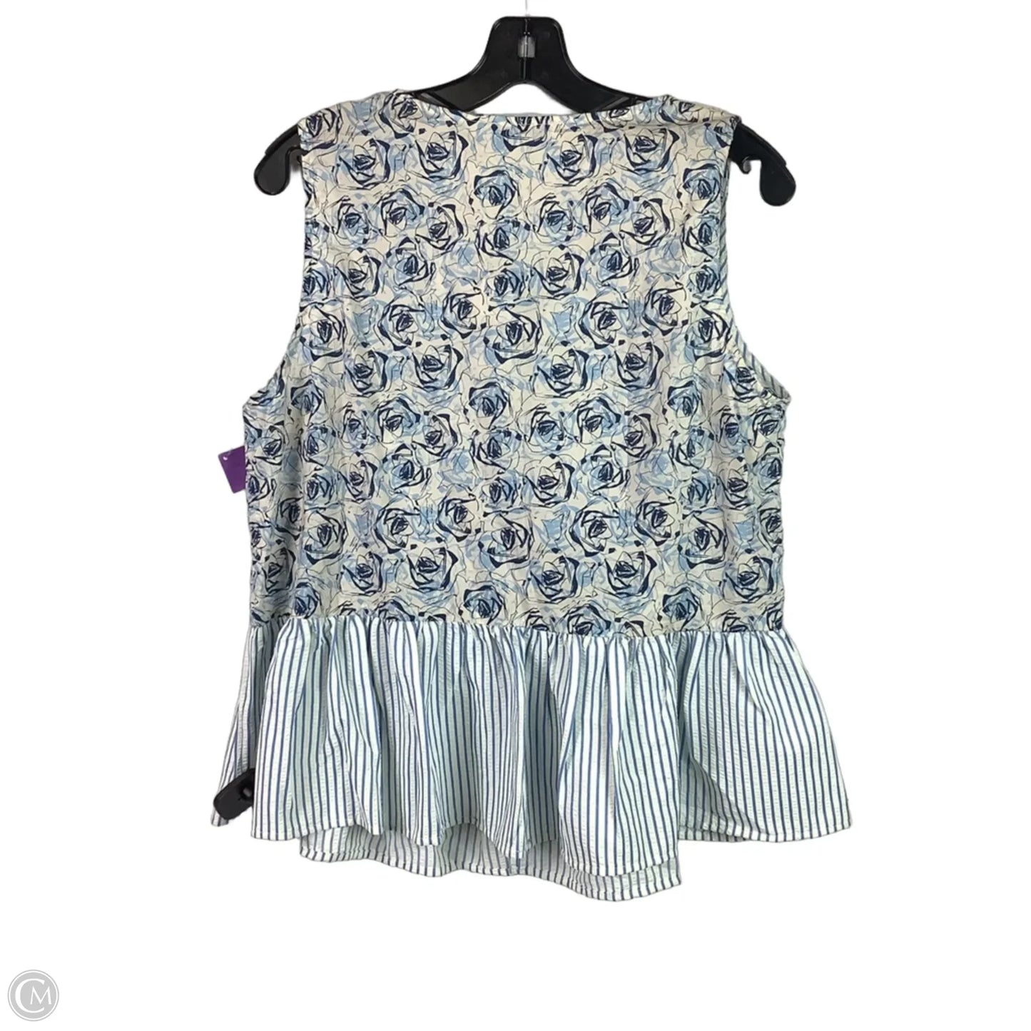 Top Sleeveless By She + Sky In Blue & White, Size: L